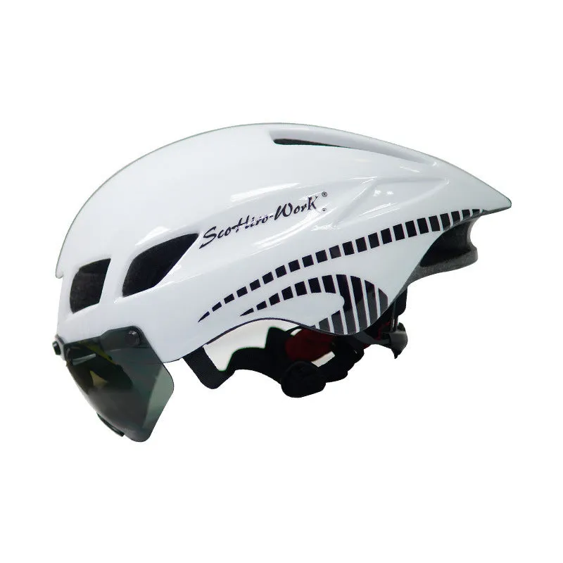 Scorpio TT-3 cycling helmet in shiny black and white, PC+EPS adult bicycle helmet free size 57-61 cm