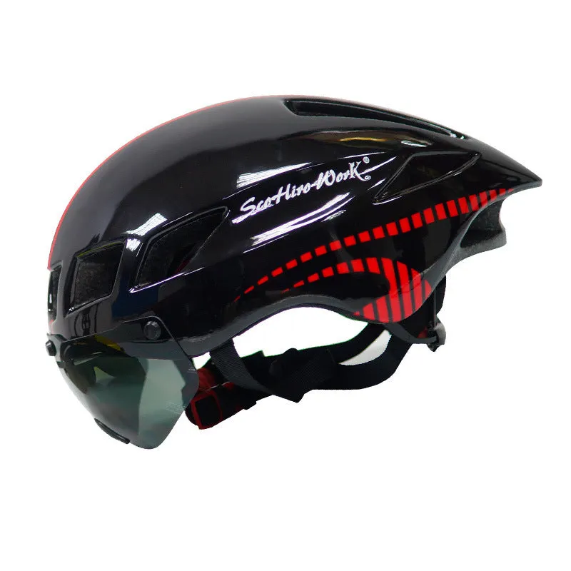 Scorpio TT-3 cycling helmet in shiny black and white, PC+EPS adult bicycle helmet free size 57-61 cm