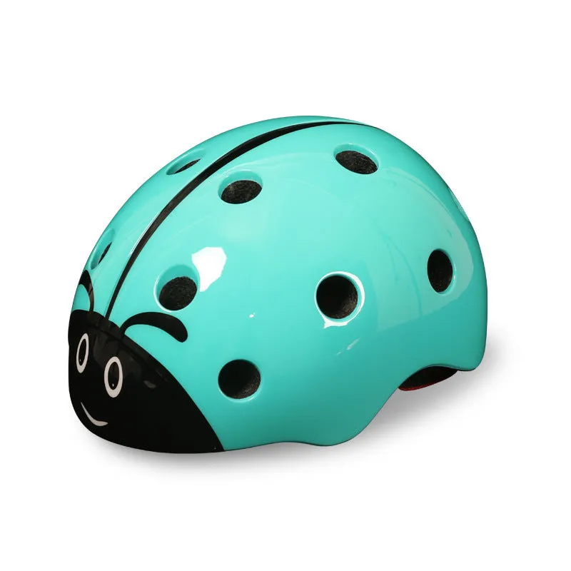 Adjustable children's bicycle safety helmet with ladybug design in bright colours for ages 3-8