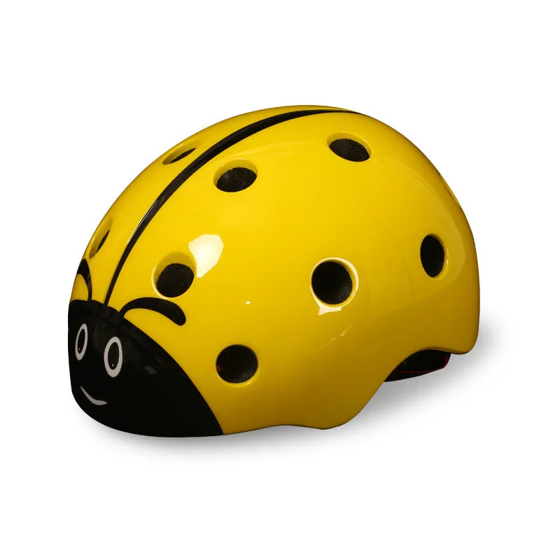 Adjustable children's bicycle safety helmet with ladybug design in bright colours for ages 3-8