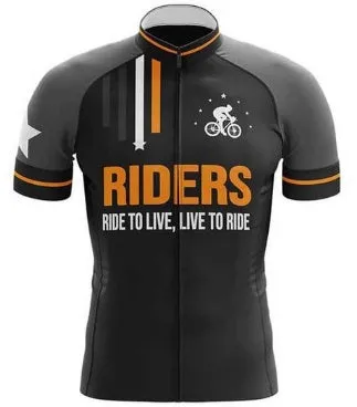 Short-sleeved bib cycling suit for men and women with moisture-wicking fabric, black and blue colour, shown on bicycle