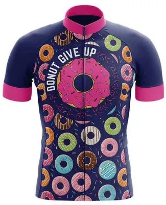 Short-sleeved bib cycling suit for men and women with moisture-wicking fabric, black and blue colour, shown on bicycle