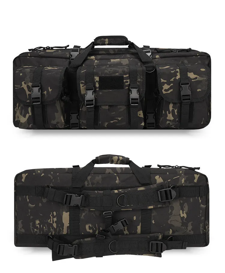 28-inch tactical outdoor fishing bag in black CP camouflage made from polyester