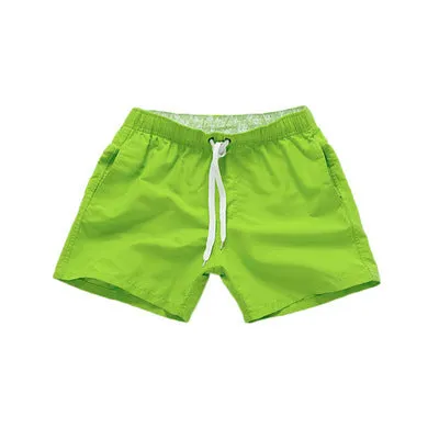 Men's summer beach shorts in multiple colours, polyester fabric with sanded finish, straight leg style