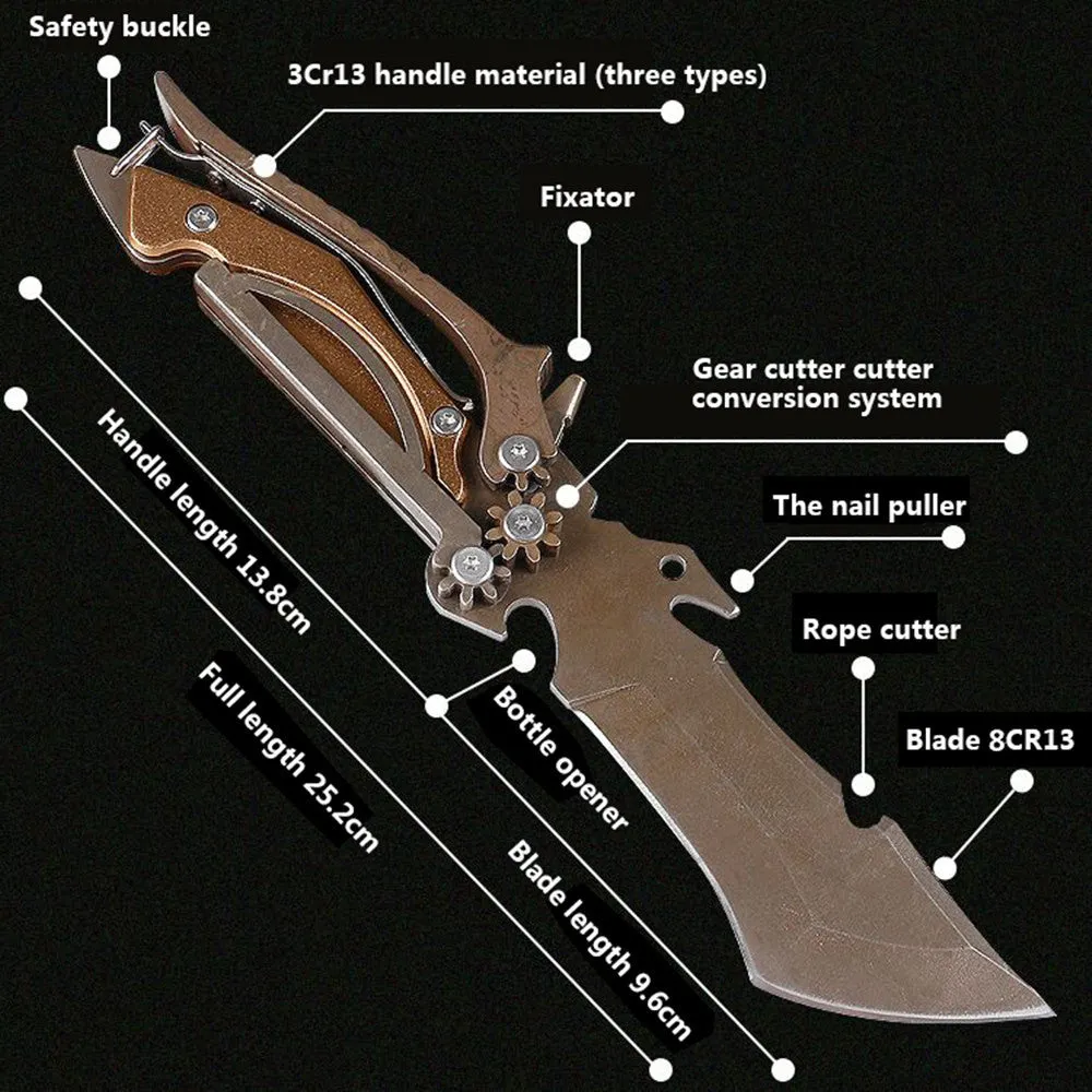 Outdoor camping knife with 96mm 8CR13MOV blade in Khaki colour, straight knife for meat cutting