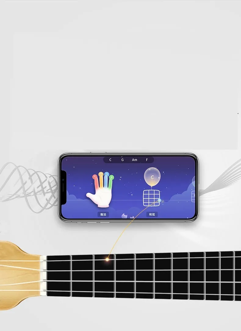 Populele Smart Ukulele U1 23-inch learning spruce small guitar with strings and fretboard