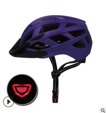 Unisex one-piece bicycle helmet with warning light, PC EPS construction, 23 air vents, matte black finish