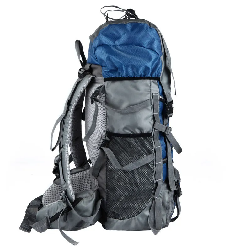 60L waterproof outdoor shoulder bag in black, polyester material, with shoulder straps and spacious main compartment
