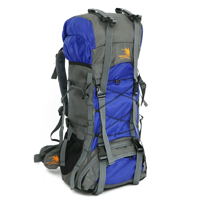 60L waterproof outdoor shoulder bag in black, polyester material, with shoulder straps and spacious main compartment