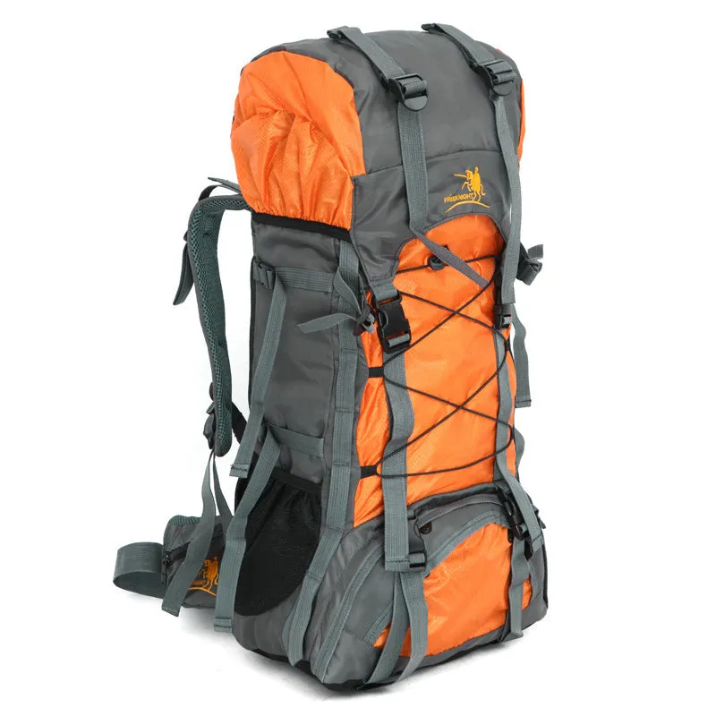 60L waterproof outdoor shoulder bag in black, polyester material, with shoulder straps and spacious main compartment