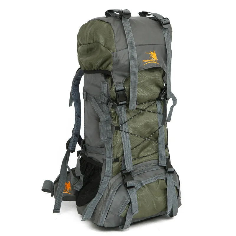 60L waterproof outdoor shoulder bag in black, polyester material, with shoulder straps and spacious main compartment