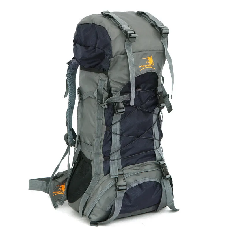60L waterproof outdoor shoulder bag in black, polyester material, with shoulder straps and spacious main compartment