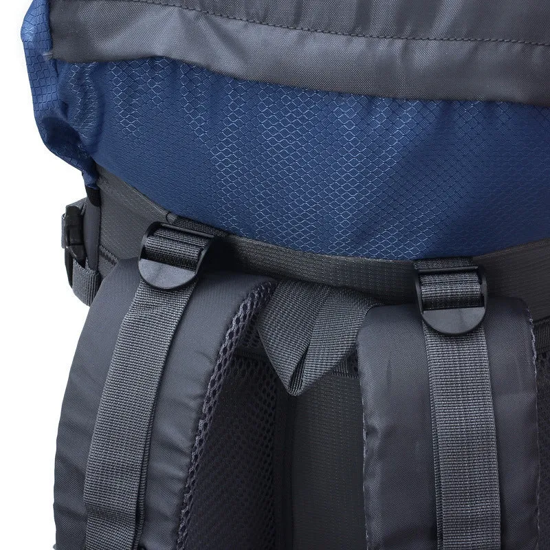 60L waterproof outdoor shoulder bag in black, polyester material, with shoulder straps and spacious main compartment