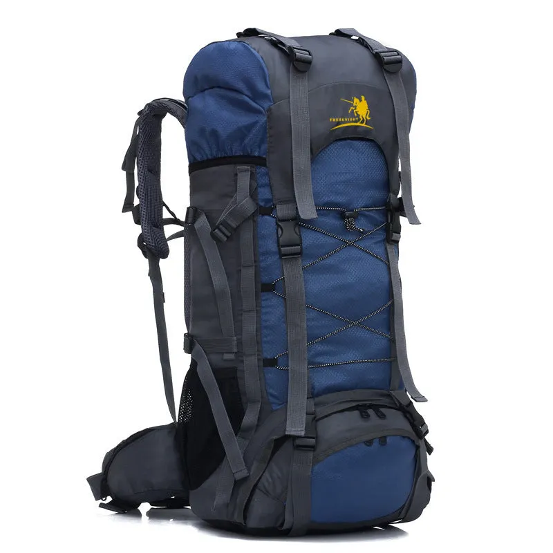 60L waterproof outdoor shoulder bag in black, polyester material, with shoulder straps and spacious main compartment