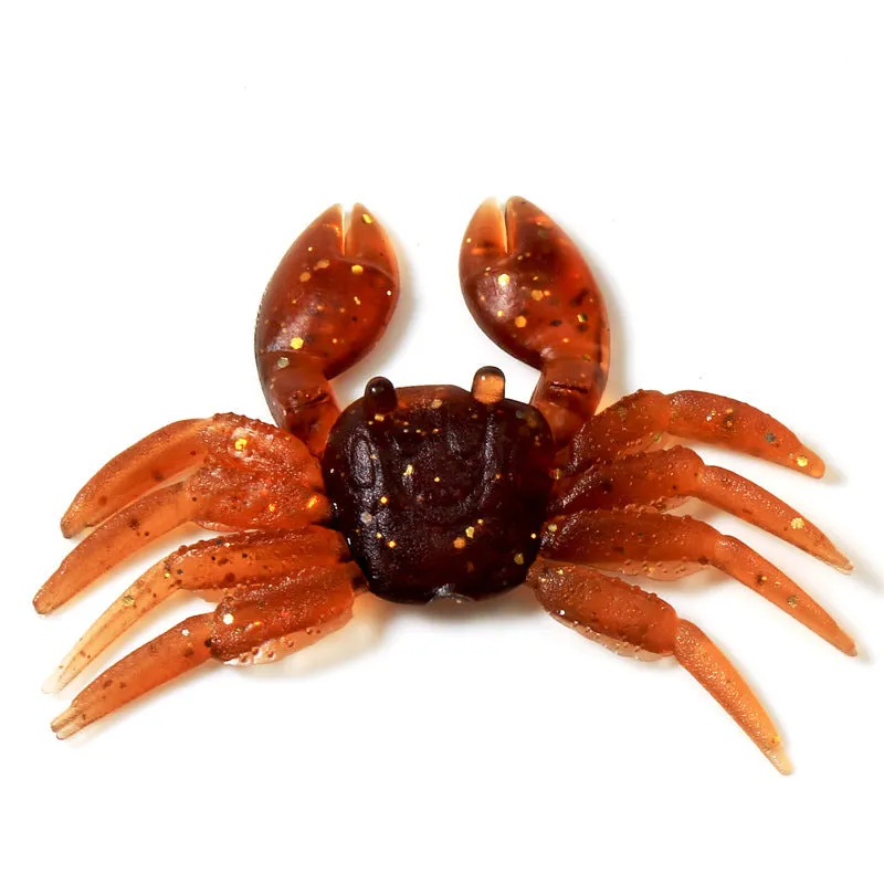 8cm PVC soft crab fishing lure in red and brown colour options for sea and freshwater fishing