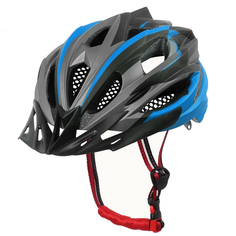 Outdoor riding helmet bicycle helmet EPS one size fits all black blue colour front view