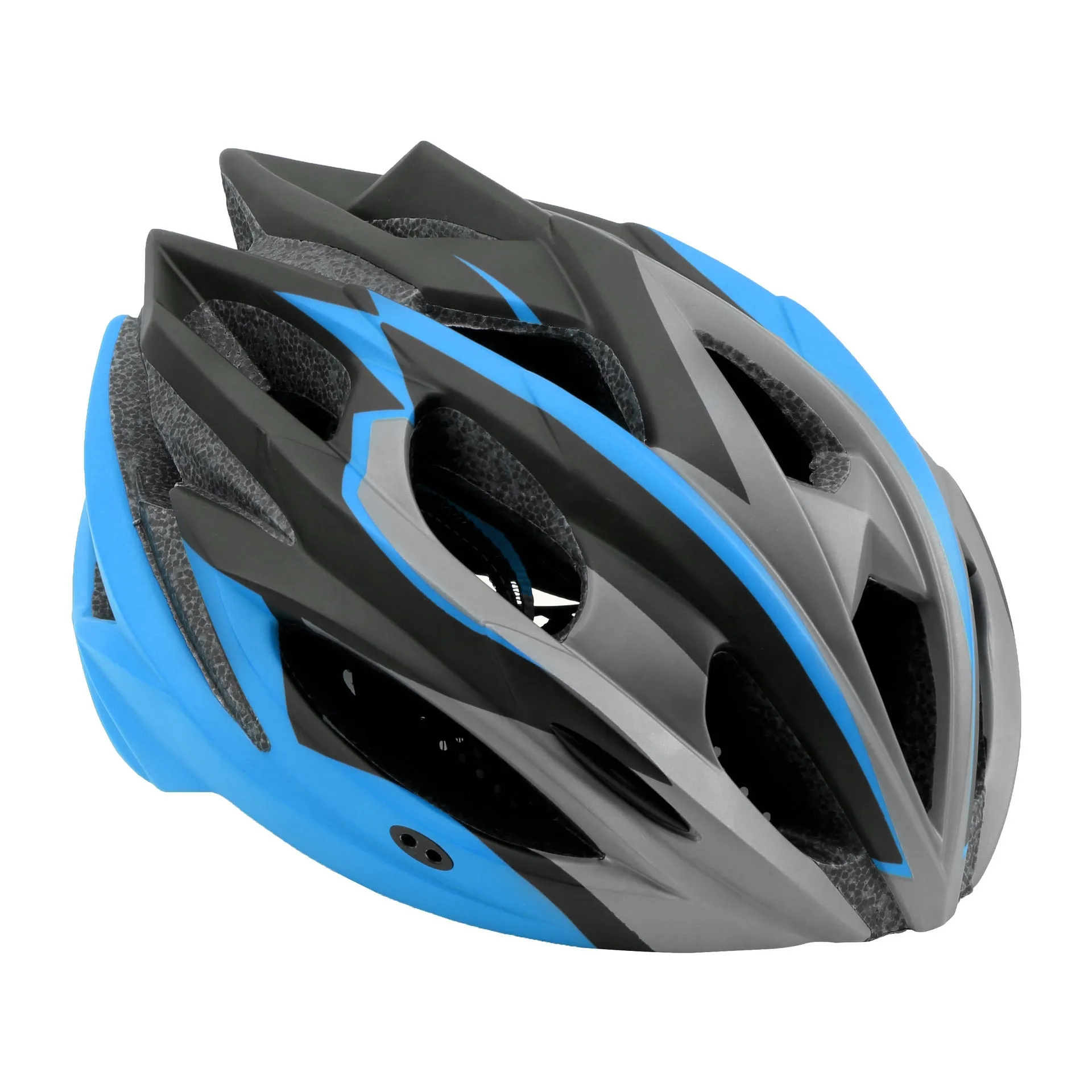 Outdoor riding helmet bicycle helmet EPS one size fits all black blue colour front view