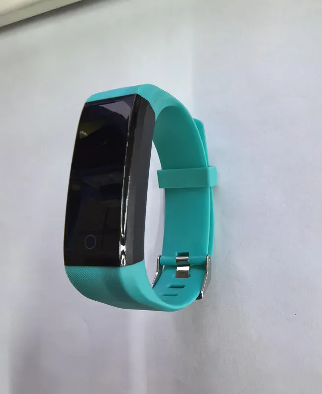 Screen Smart Wristband 115plus fitness tracker with colour LED touch screen on wrist showing heart rate