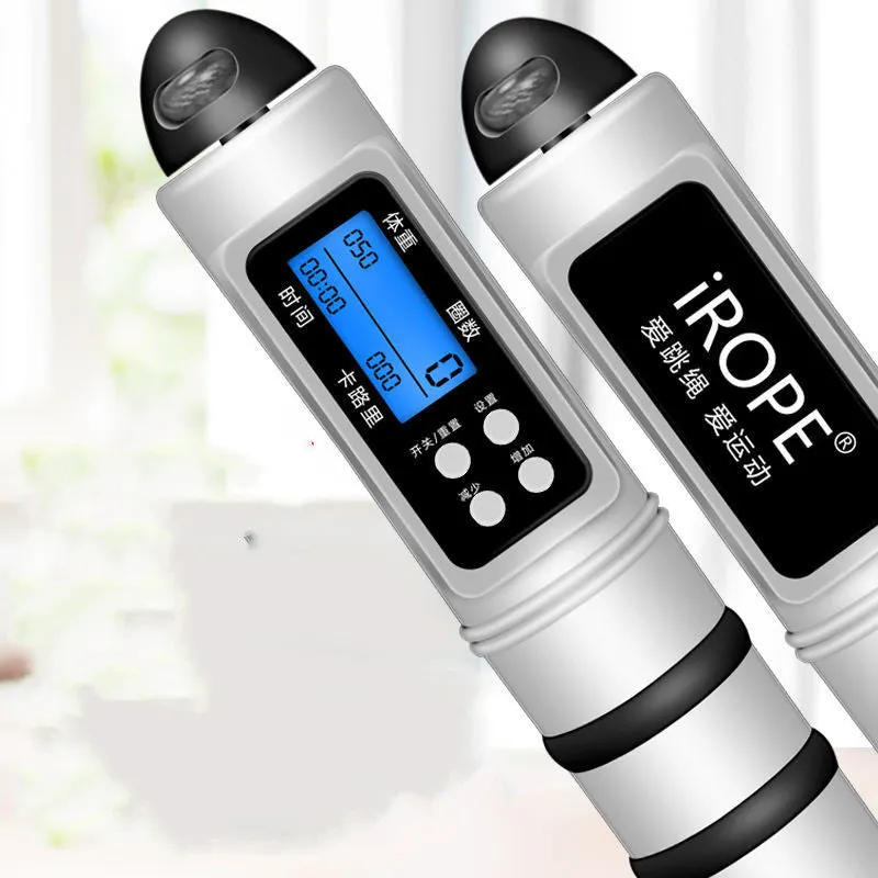 White digital counting skipping rope with PVC wire and display handle for children and adult fitness