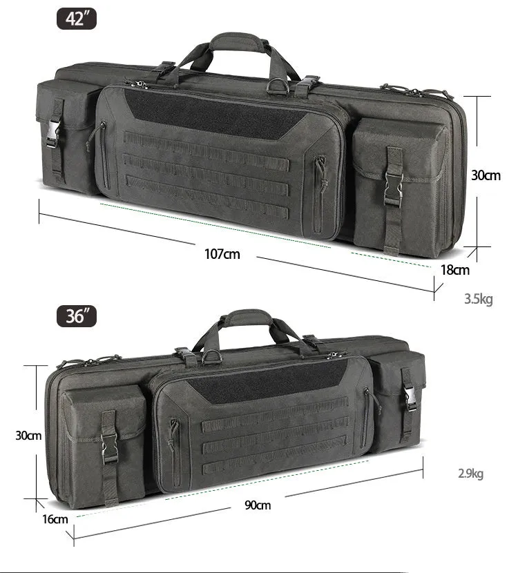 Large capacity waterproof sea fishing bag with double layers for rods and reels in black, 42 inch size
