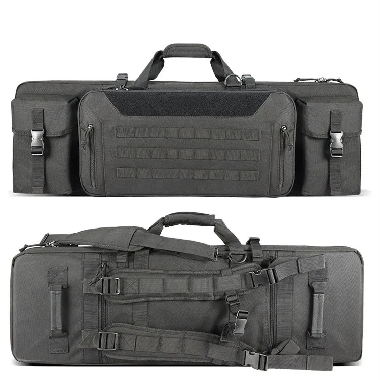 Large capacity waterproof sea fishing bag with double layers for rods and reels in black, 42 inch size