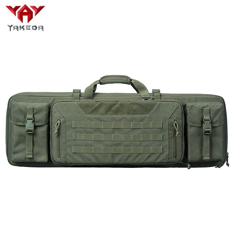Large capacity waterproof sea fishing bag with double layers for rods and reels in black, 42 inch size