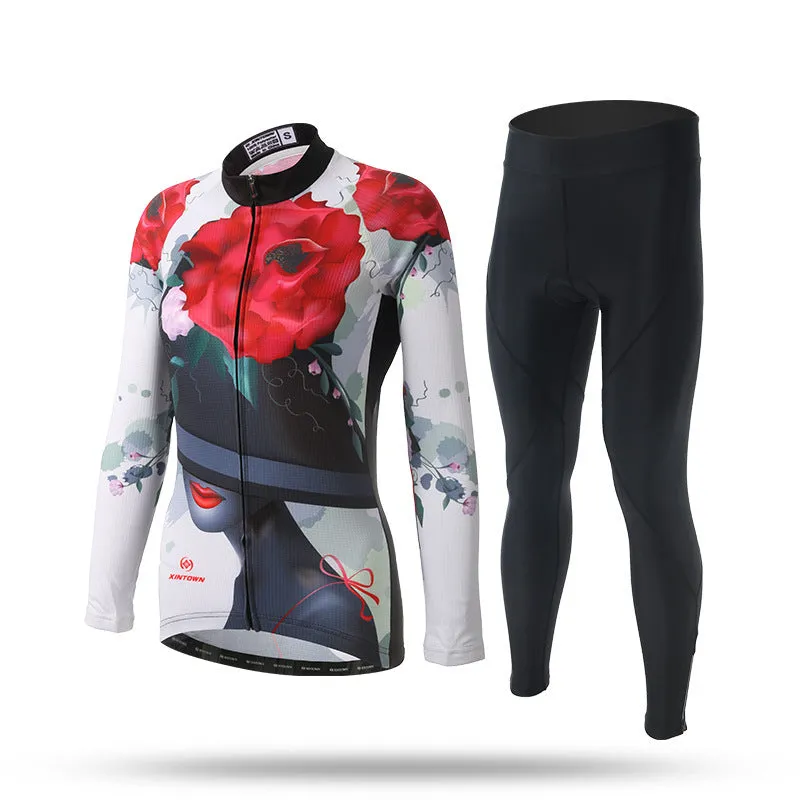 Women's long sleeve cycling jersey in blue wisp colour, 100% polyester mesh fabric, sport close cut