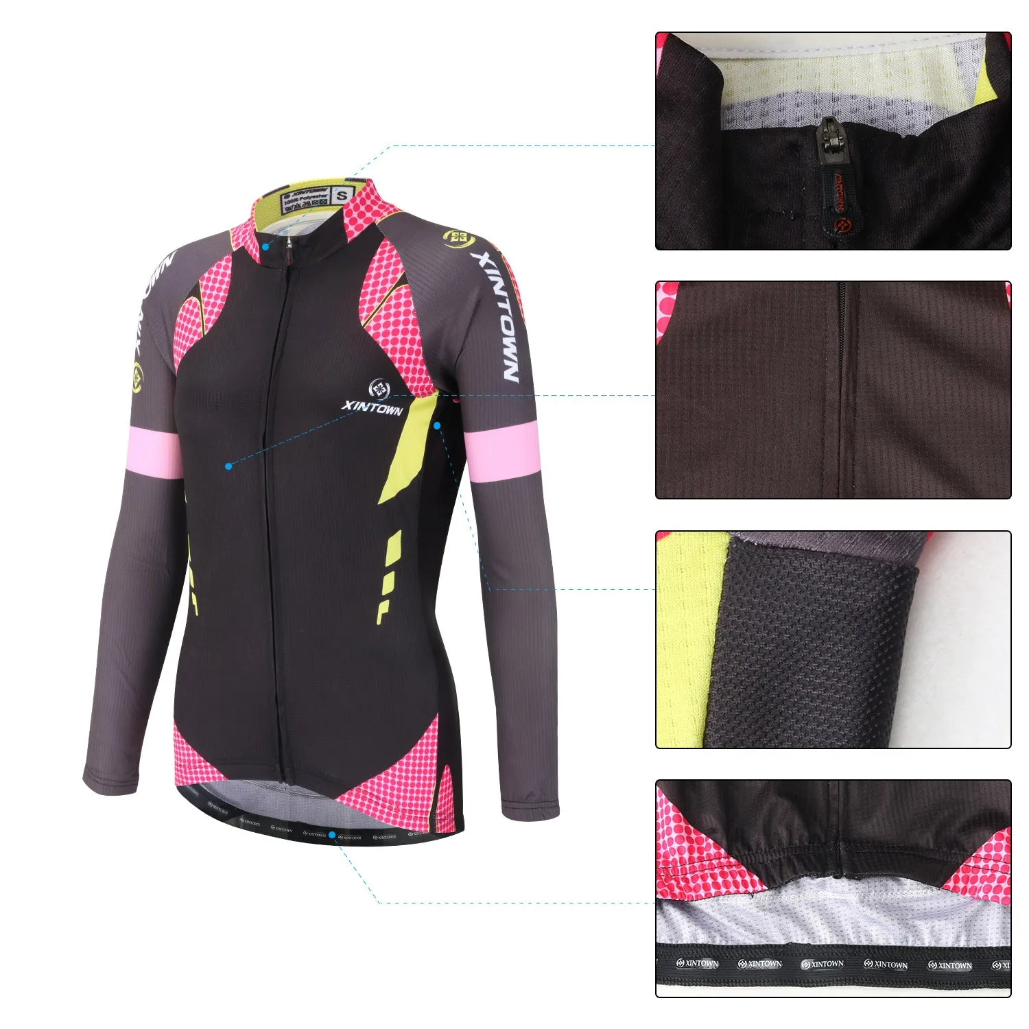 Women's long sleeve cycling jersey in blue wisp colour, 100% polyester mesh fabric, sport close cut