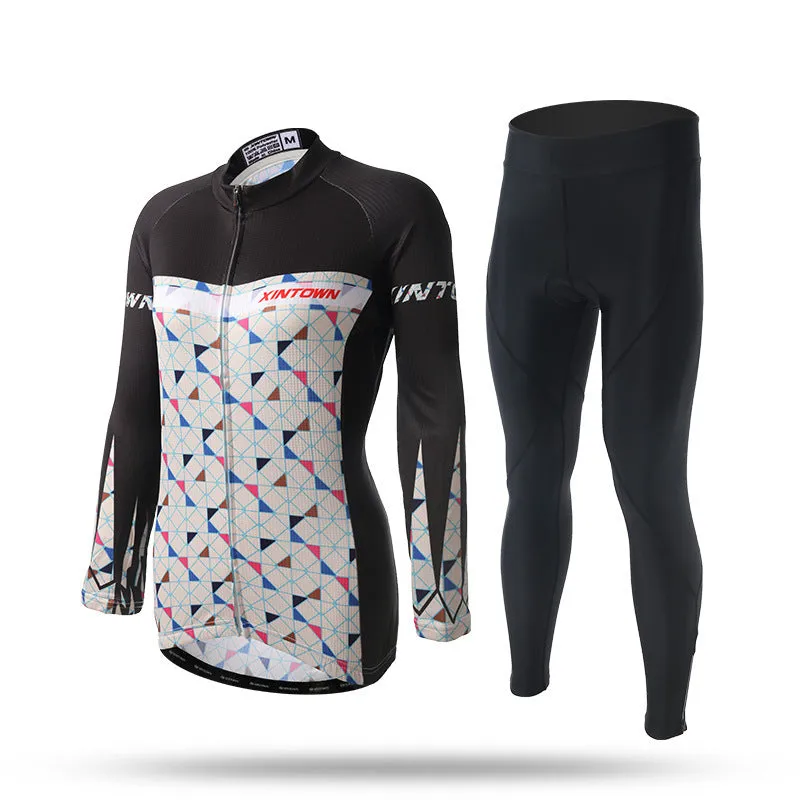 Women's long sleeve cycling jersey in blue wisp colour, 100% polyester mesh fabric, sport close cut