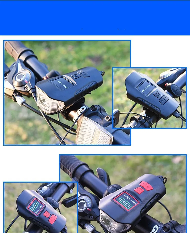 LED bicycle light front light with T6 wick 350 lumens ABS black
