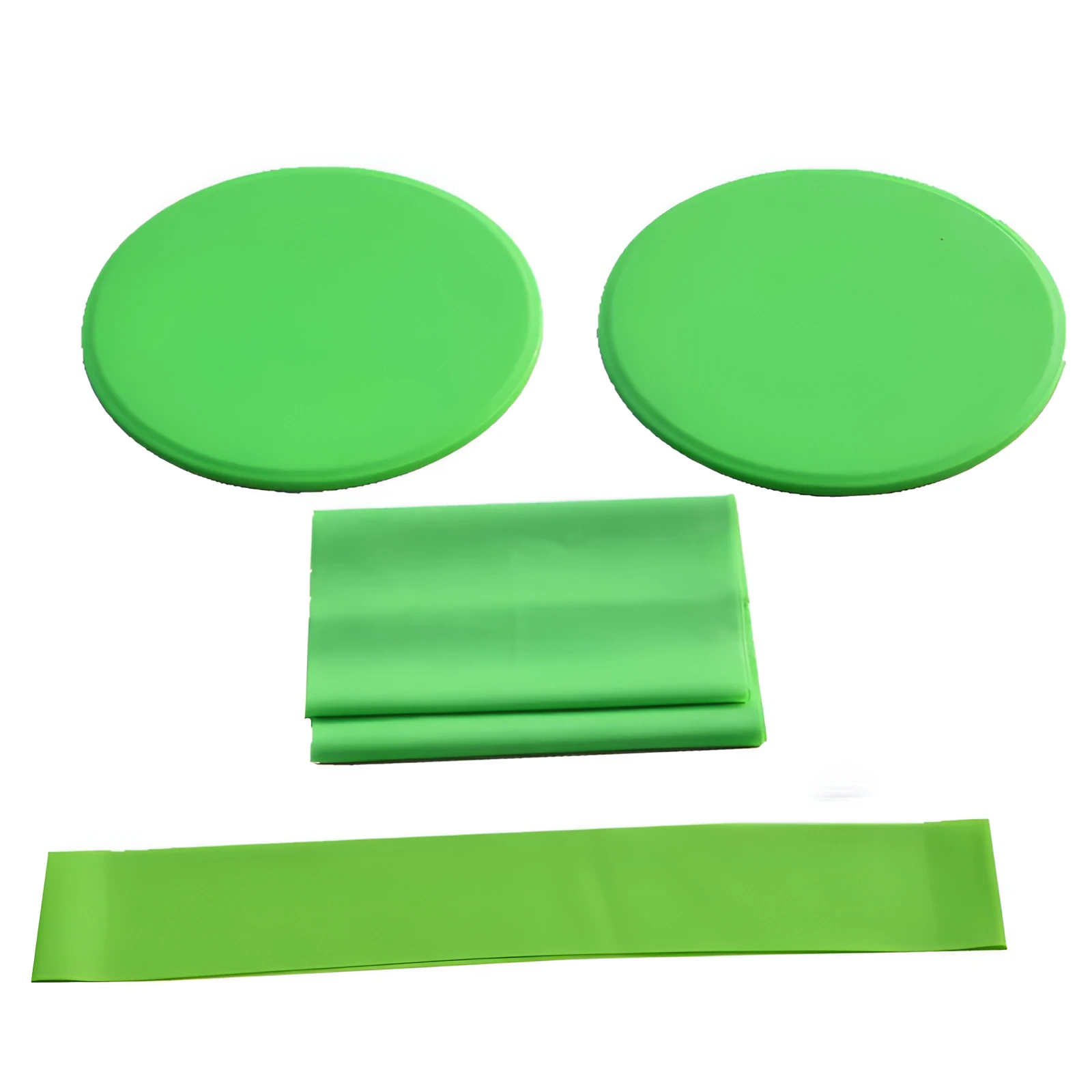 Yoga fitness three-piece set with sliding discs, tension band, and resistance ring in multiple colours