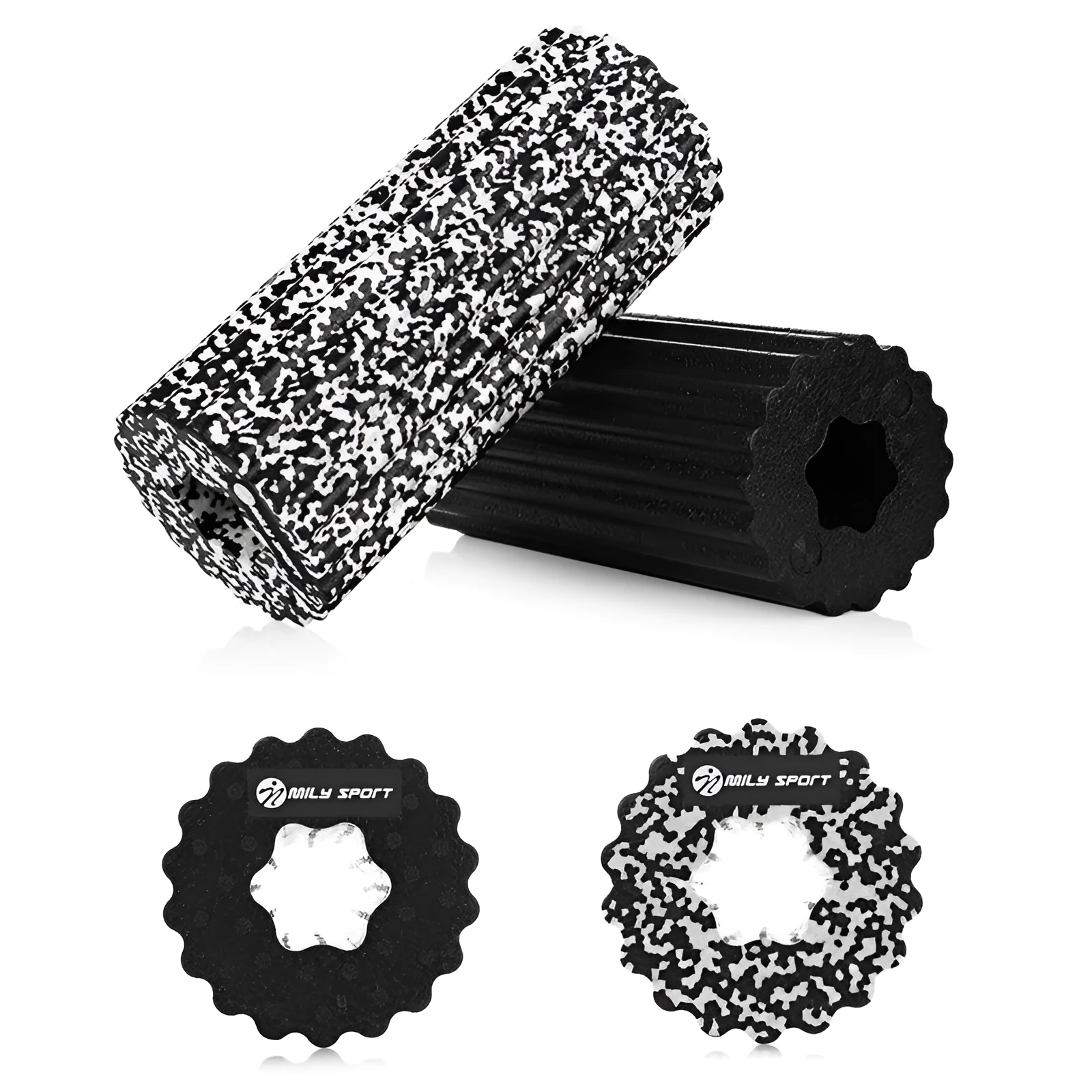 MILY SPORT high density EPP foam roller 32 x 14 cm in black for muscle massage and recovery