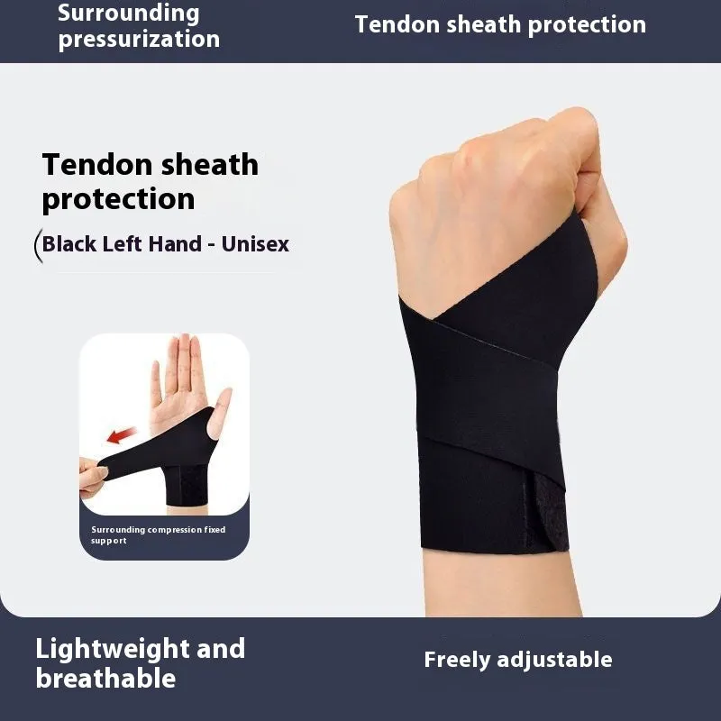 Black adjustable wristguard for athletic support during badminton, tennis, or volleyball