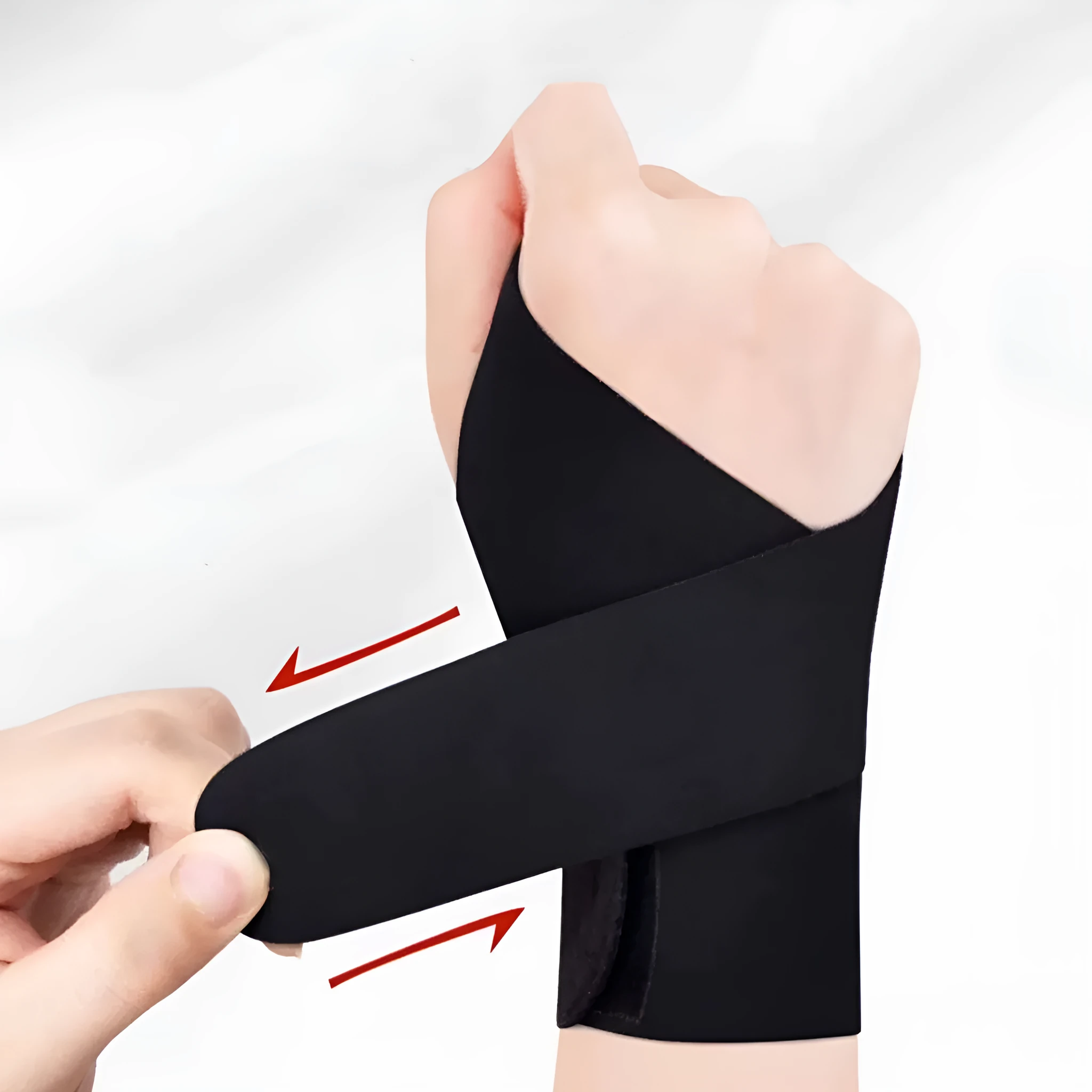 Black adjustable wristguard for athletic support during badminton, tennis, or volleyball