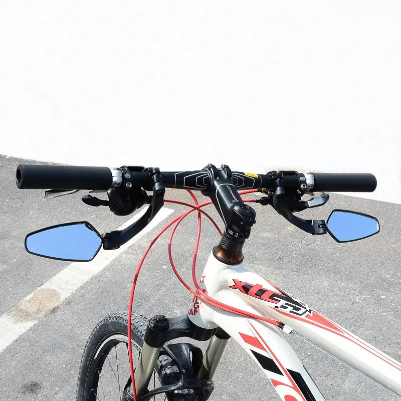 Black mountain bike rearview mirror made from PMMA acrylic measuring 210mm by 102.5mm