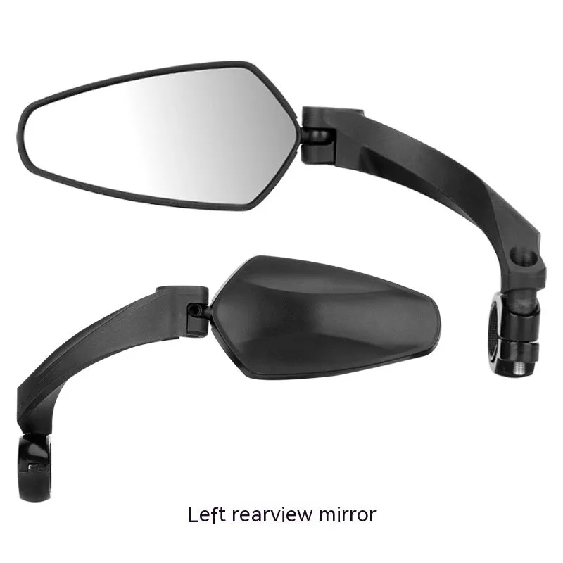 Black mountain bike rearview mirror made from PMMA acrylic measuring 210mm by 102.5mm