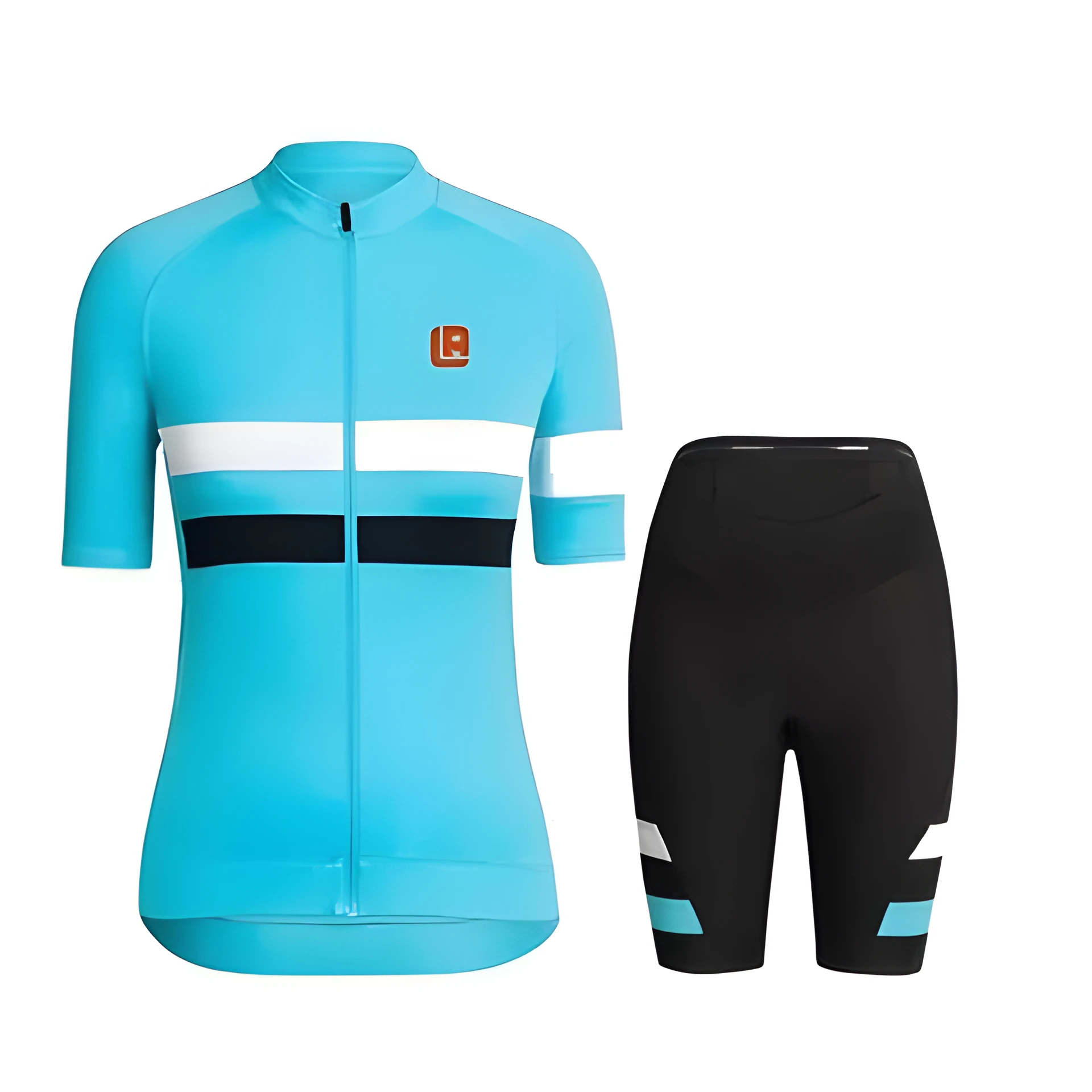 Black short sleeve moisture wicking cycling top for men and women, round neck, printed pattern, summer outdoor wear.