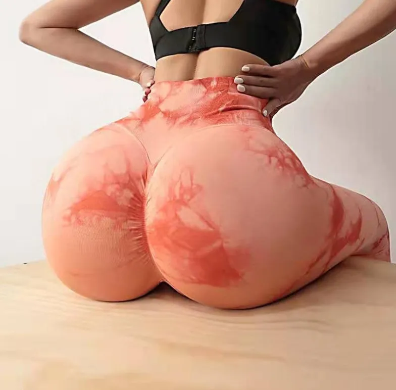 High-waist jacquard yoga leggings for women in blue, with elastic waistband and hip-lifting design