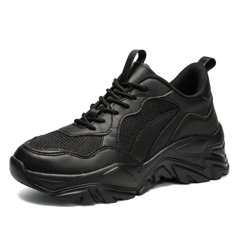 Men and women mesh breathable casual sports shoes with lace-up front in white, beige, black colours