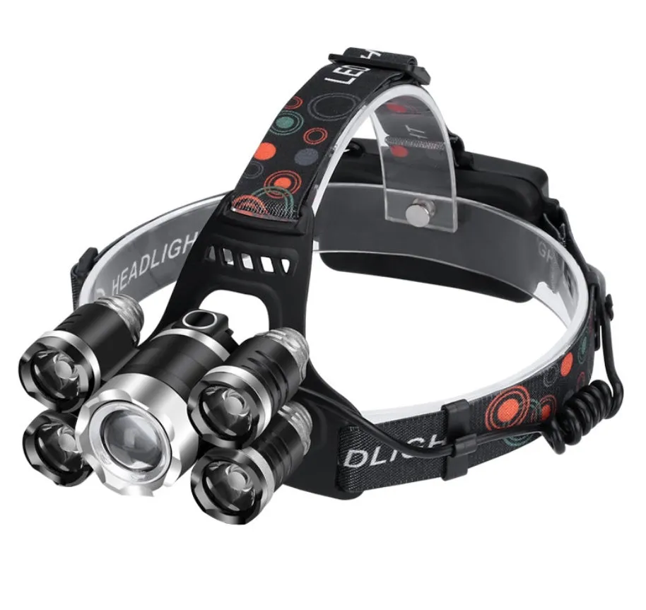 High-power five-head aircraft light with aluminium alloy housing, gold finish, five LED lamps