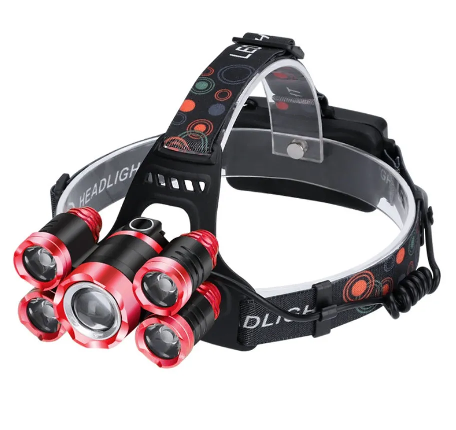 High-power five-head aircraft light with aluminium alloy housing, gold finish, five LED lamps