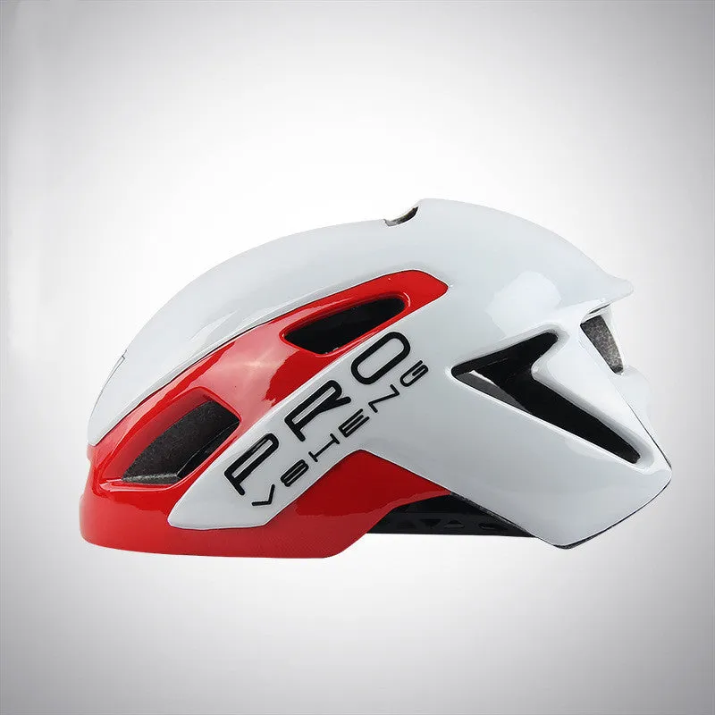 Road bicycle safety helmet in black with ventilation holes, adjustable buckle, and high density EPS foam and PC shell