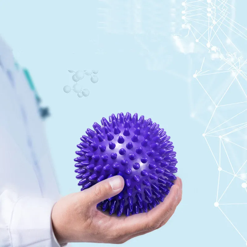 Fitness sports fascial point massage ball set with hard spikes, 7.5cm and 9cm, in dark purple and green