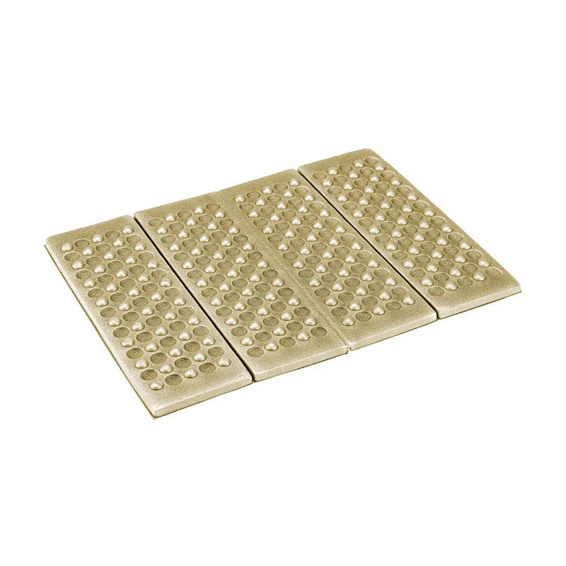 Folding moisture-proof outdoor camping mat in khaki, compact design for single person use