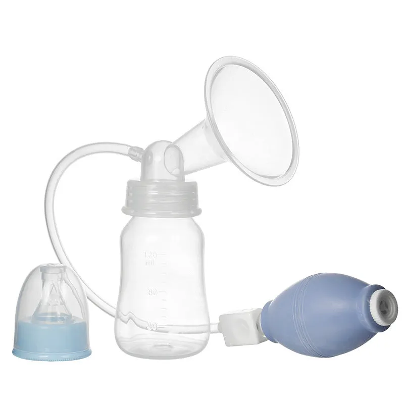 Silicone hand-kneaded breast pump in pink and blue for manual expression