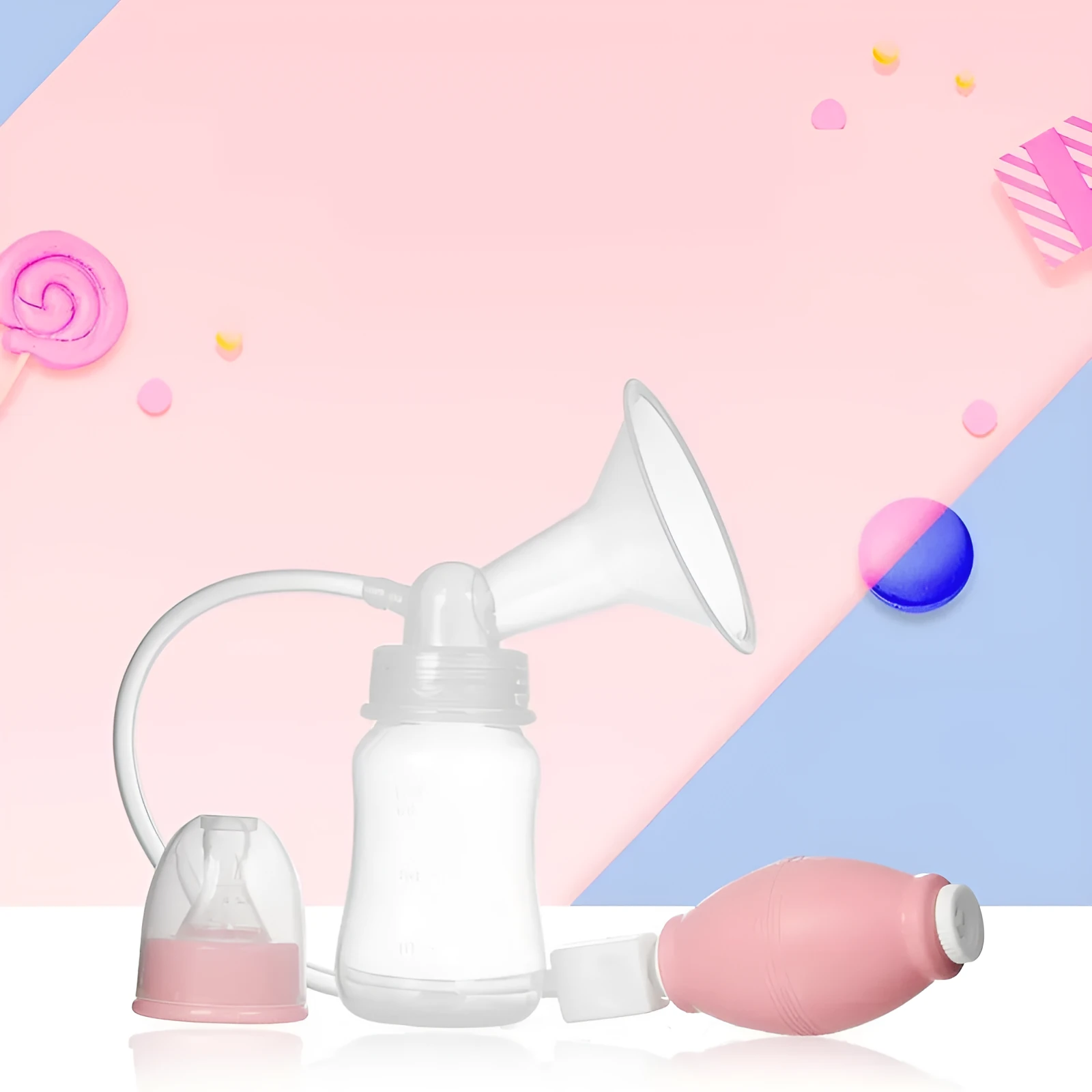 Silicone hand-kneaded breast pump in pink and blue for manual expression