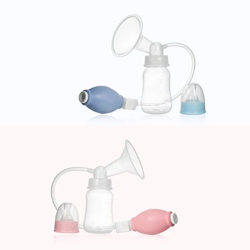 Silicone hand-kneaded breast pump in pink and blue for manual expression