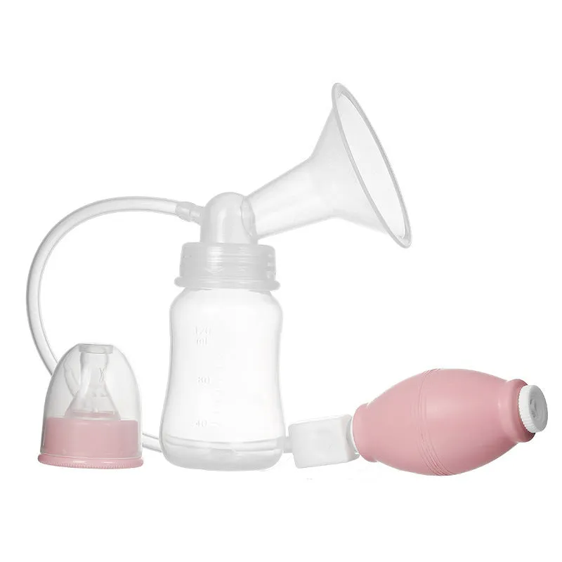 Silicone hand-kneaded breast pump in pink and blue for manual expression