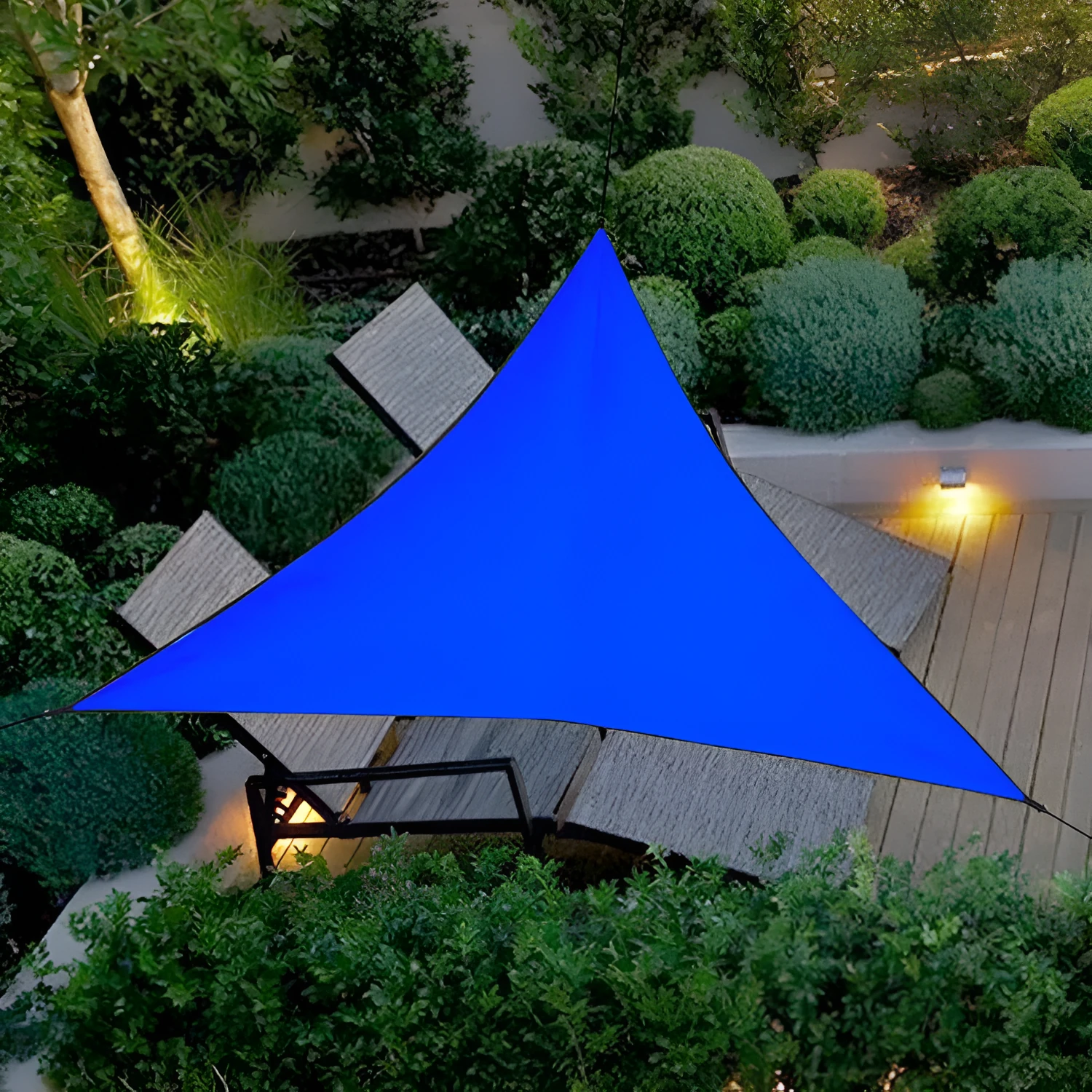 Portable camping awning Oxford cloth blue single-layer tent with wind rope struts