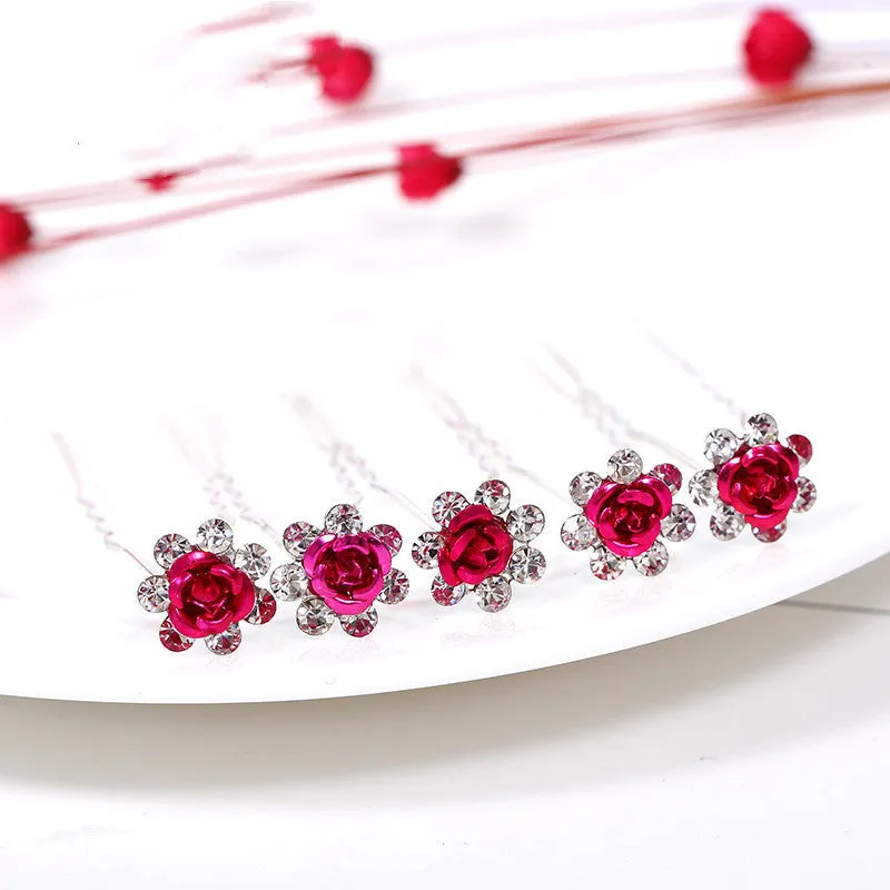 Alloy rhinestone rose diamond tuck comb hair accessory for women, ten colour options